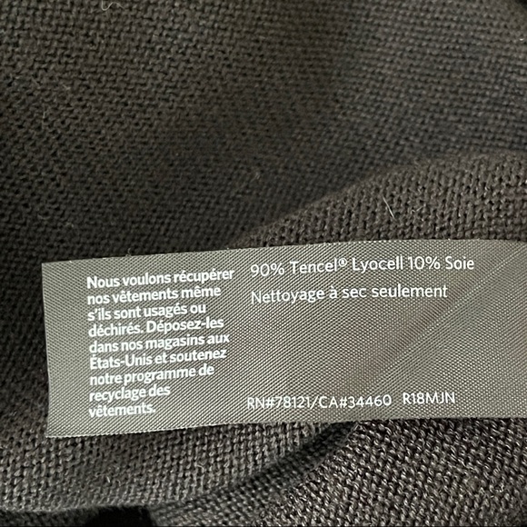 Eileen Fisher Size XXS Black Rib Knit Slit Sleeve Sweater Top Lyocell Silk Blend - Picture 10 of 10